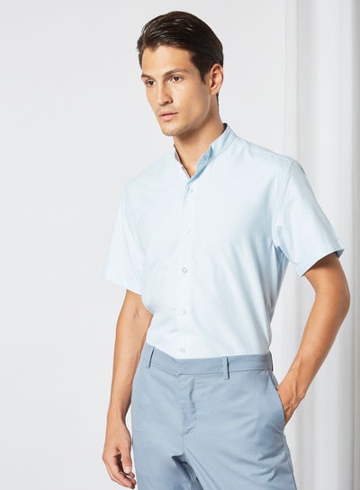 Buy Short Sleeve Button Down Shirt Blue in UAE