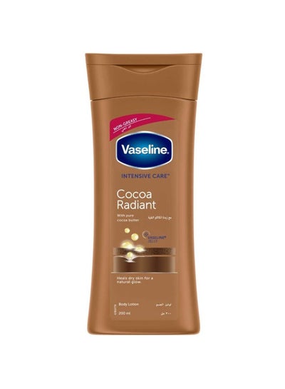 Buy Vaseline Lotion intensive care cocoa radiant made with 100% pure cocoa butter for a natural glow Brown 200ml in Egypt