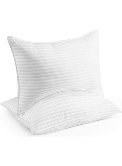 اشتري Set Of 4 Comfortable Strip Hotel Pillow مايكروفايبر أبيض 140 x 50سم في السعودية