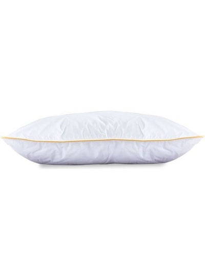 Buy 2 Pieces Prime Hotel Pillow with Golden Line Microfiber White 90x50cm in Saudi Arabia
