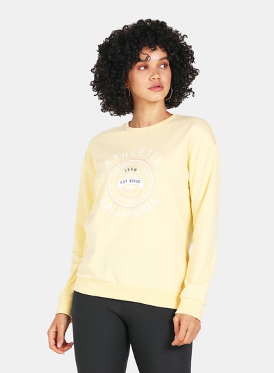 Buy Crew Neck Casual Printed Sweatshirt Mellow Yellow in Saudi Arabia