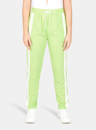 Buy Casual Side Stripe Joggers Green in UAE