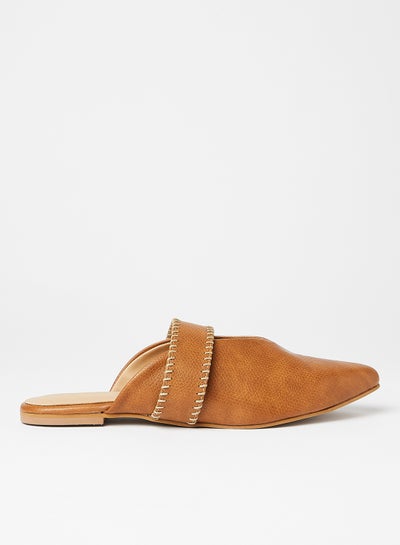 Buy Faux Leather Mules Tan in Saudi Arabia