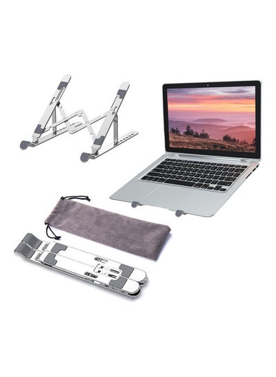 Buy Portable Laptop Stand Foldable Aluminum Alloy Laptop Riser Silver in Egypt