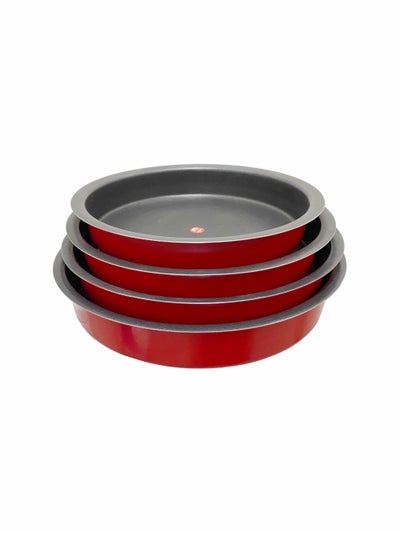 Buy 4-Pieces Non-Stick Oven Dish Red 24,26,28,30centimeter in UAE