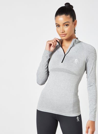 Buy Sport Power 1/4 Zip Funnel Top Grey in UAE