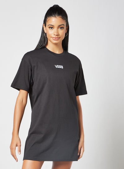 Buy Center Vee T-Shirt Dress Black in UAE