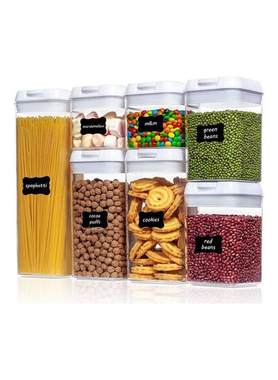 Buy 7-Piece Sealed Food Container Set Clear/White 1.9Liters in Saudi Arabia