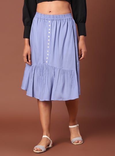 Buy Casual Button Detail Skirt Blue in Saudi Arabia