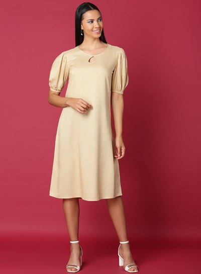 Buy Fashionable Casual Dress Beige in Saudi Arabia