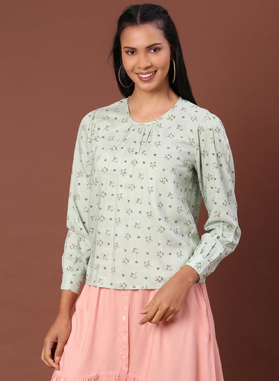 Buy Fashionable Casual Top Light Green in Saudi Arabia