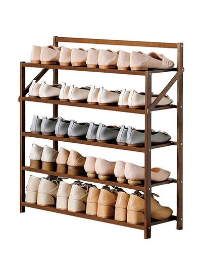 Buy 5 Tier Foldable Shoe Rack Brown in UAE
