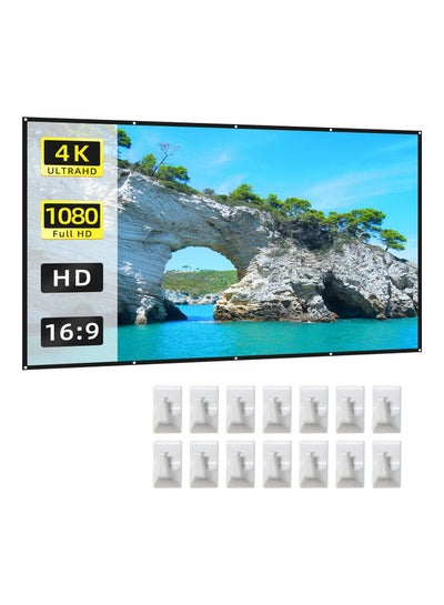 Buy Foldable Portable Double Sided Projection Anti-Crease Movie Screen Curtain With Hooks OS5434-4 White in UAE