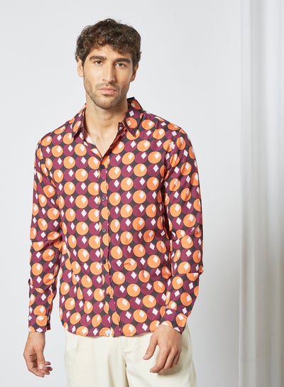 Buy Geometrical Print Shirt Red in Saudi Arabia