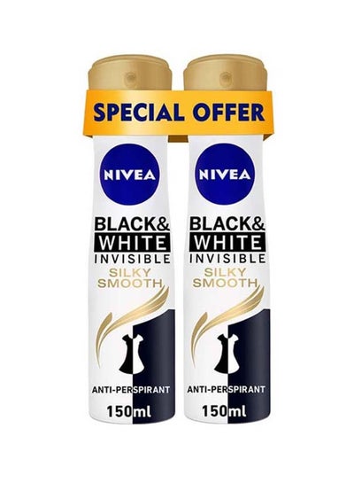 Buy Black And White Silky Smooth Antiperspirant Spray Pack Of 2 150ml in UAE