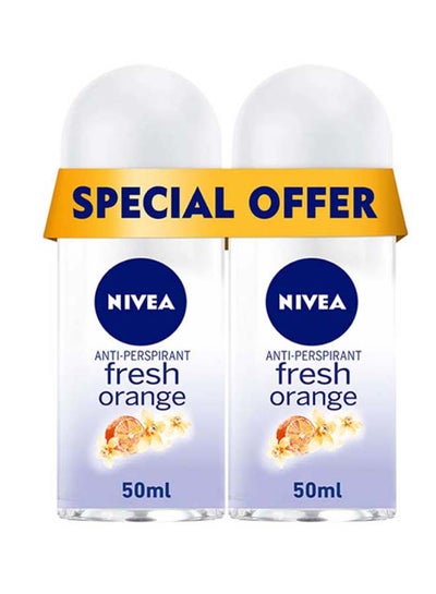 Buy Fresh Orange Antiperspirant For Women Roll-On Pack Of 2 50ml in UAE