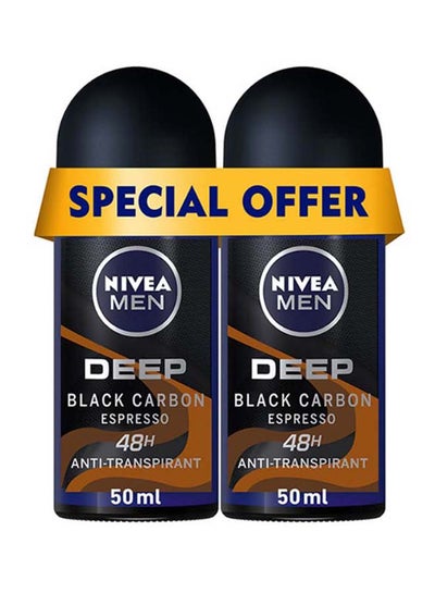 Buy Pack Of 2 Deep Black Carbon Espresso Antiperspirant Roll On 50ml in UAE