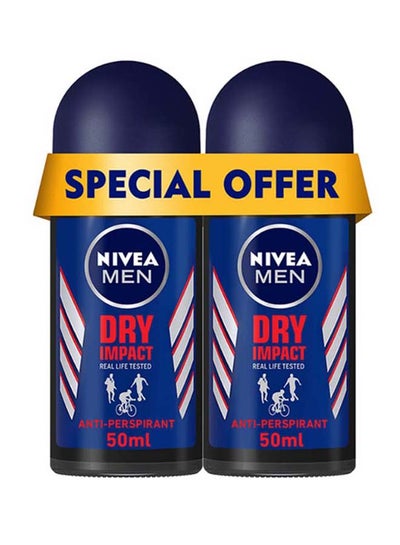 Buy Pack Of 2 Dry Impact Antiperspirant Roll On 50ml in UAE