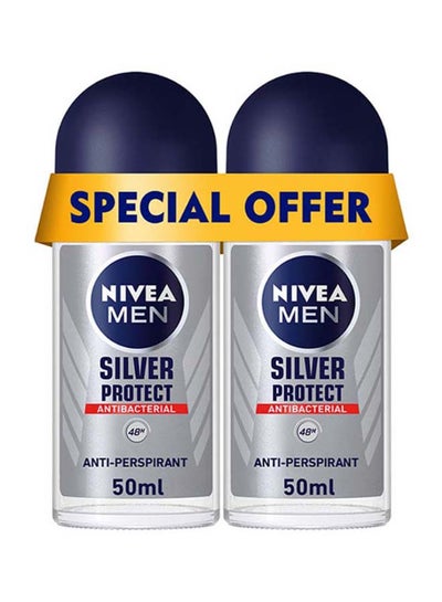 اشتري Silver Protect Antiperspirant For Men Antibacterial Protection Roll-On Pack Of 2 50ml في الامارات