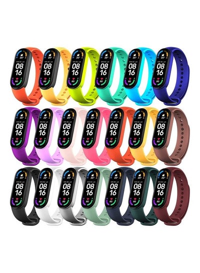 Buy 20-Piece Silicone Replacement Strap For Xiaomi Mi Band 5/6 Multicolor bundle20 in Saudi Arabia