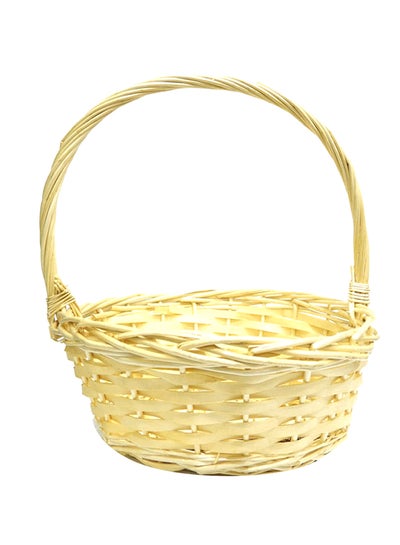 Buy Wicker Woven Handmade Gift Basket Beige 35x30x30cm in UAE