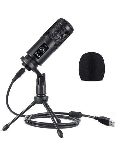 اشتري Condenser Recording USB Microphone for Computer and Gaming Black في السعودية