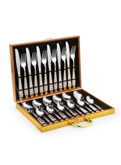 Buy 24-Piece Stainless Steel Cutlery Set Silver in Saudi Arabia