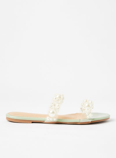 Buy Casual Flat Sandals Clear/White in Saudi Arabia