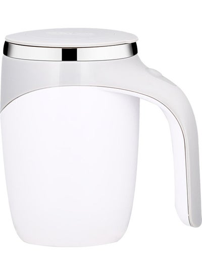 اشتري Self Stirring Mug With Lid Automatic Magnetic Stirring Coffee Cup White في الامارات