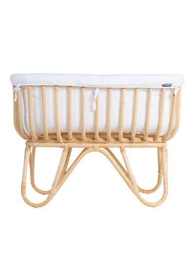 Buy Rattan Cradle With Mattress And Cover - Off White in UAE