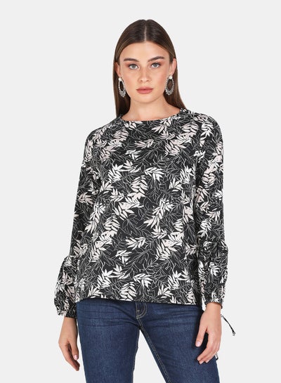 Buy Aop Casual Top Black/White in Saudi Arabia