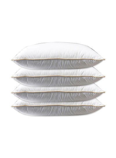 Buy 4-Piece Premium Quality Piping Pillow Set Cotton White 50x75cm in UAE