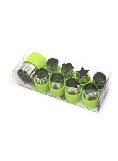 Buy 9-Piece Fruit Cutter Shapes Set Green/Silver 1.41x2.04inch in UAE