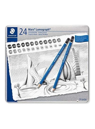 Buy 24-Piece Mars Lumograph Drawing Pencils Grey in UAE