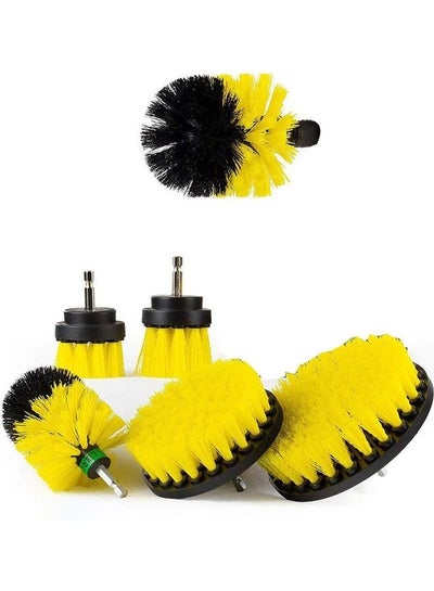 Buy 6-Piece Multifunctional Power Scrubber Drill Brush Set Yellow/Black 15x15x1cm in Saudi Arabia