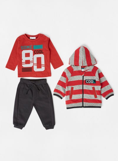 Buy Baby Girls Varsity Clothing Set Red/Grey in Saudi Arabia