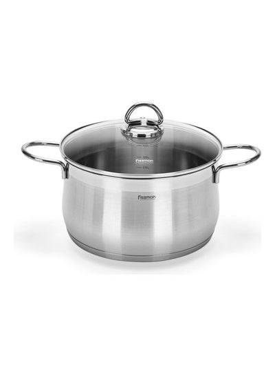 Buy Stainless Steel Stockpot With Glass Lid 13.5 x 24cm/6.1LTR Silver in UAE