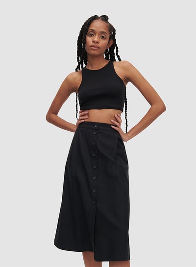 Buy Button Down Skirt Black in Saudi Arabia