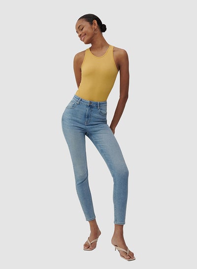 Buy High Waist Slim Jeans Blue in Saudi Arabia