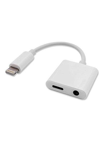Buy Iphone 7 Headphone Adapter, Iphone 7 Plus Audio Adapter, Charge Adapter, Earphone Adapter 2 In 1 Lightning 3.5Mm Headphone Adapter Cable White in Egypt