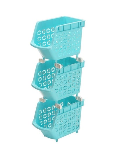 Buy 3-Tier Multipurpose Stackable Storage Rack Blue 30 x 17.5 x 70cm in Saudi Arabia