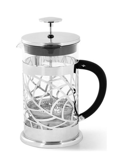 Buy French Press Coffee Maker Borosilicate Glass Bicerin Series Silver/Transparent 600ml in UAE