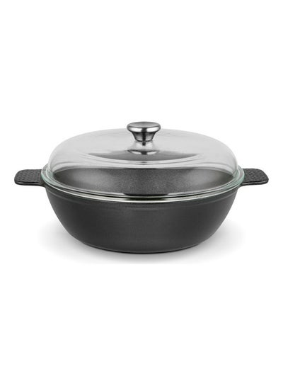 اشتري Shallow Casserole Nomada Series With Two Side Handles and Glass Lid 28 x 8cm/4.1LTR Black في الامارات