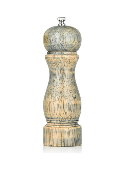 Buy Salt And Pepper Mill Rubber Wood Body With Ceramic Grinder Brown/Grey 16.5x5cm in UAE