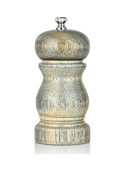 Buy Salt And Pepper Mill Rubber Wood Body With Ceramic Grinder Brown/Grey in UAE