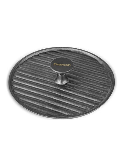 Buy Cast Iron Round Grill Press With Bakelite Knob Black 24cm in UAE