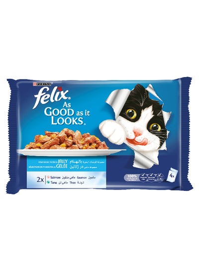 اشتري مجموعة طعام جاف للقطط فليكس آز جود آز إت لوكس بالسلمون والتونة مكونة من 4 قطع 4x100جم في السعودية