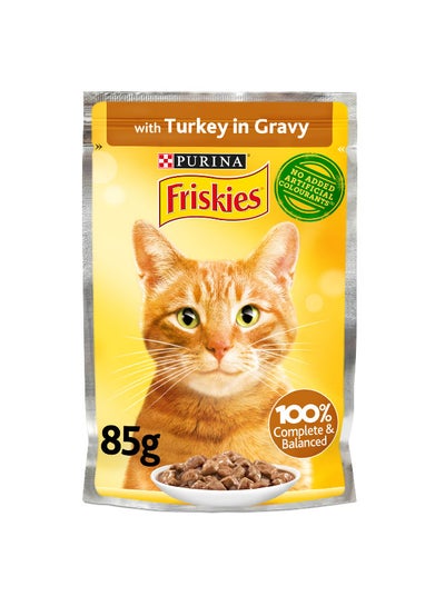 Buy Friskies With Turkey In Gravy Sauce Cat Food Pouch 85grams in UAE