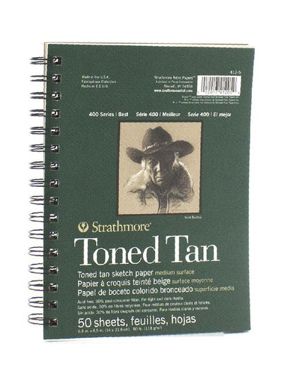 Buy 50-Sheet Toned Tan Sketch Pad Perforated 118 Gsm Brown in Saudi Arabia