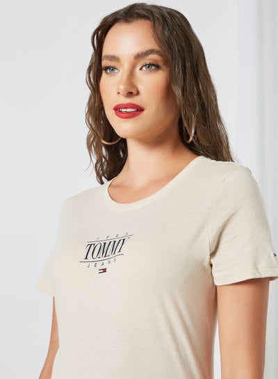Buy Essential Logo T-Shirt Beige in UAE